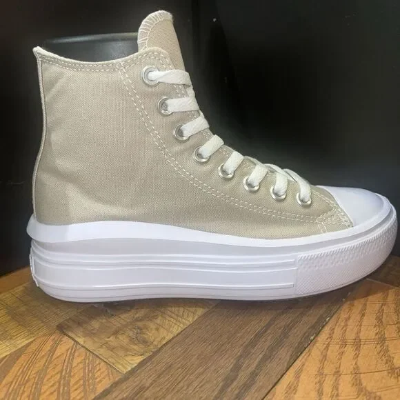 Converse Chuck Taylor All Star Move Platform High Beach Stone Sneakers A04365C - Picture 2 of 5